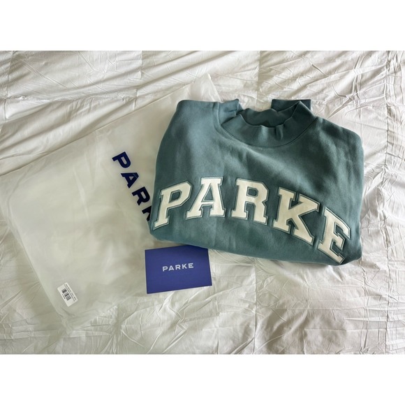 Parke Tops - New PARKE GLACIER WHITE Size L / XL VARSITY MOCK NECK Oversized SOLDOUT